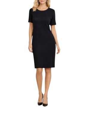 Misook Classic Black Short Sleeve Sheath Dress - Women size medium